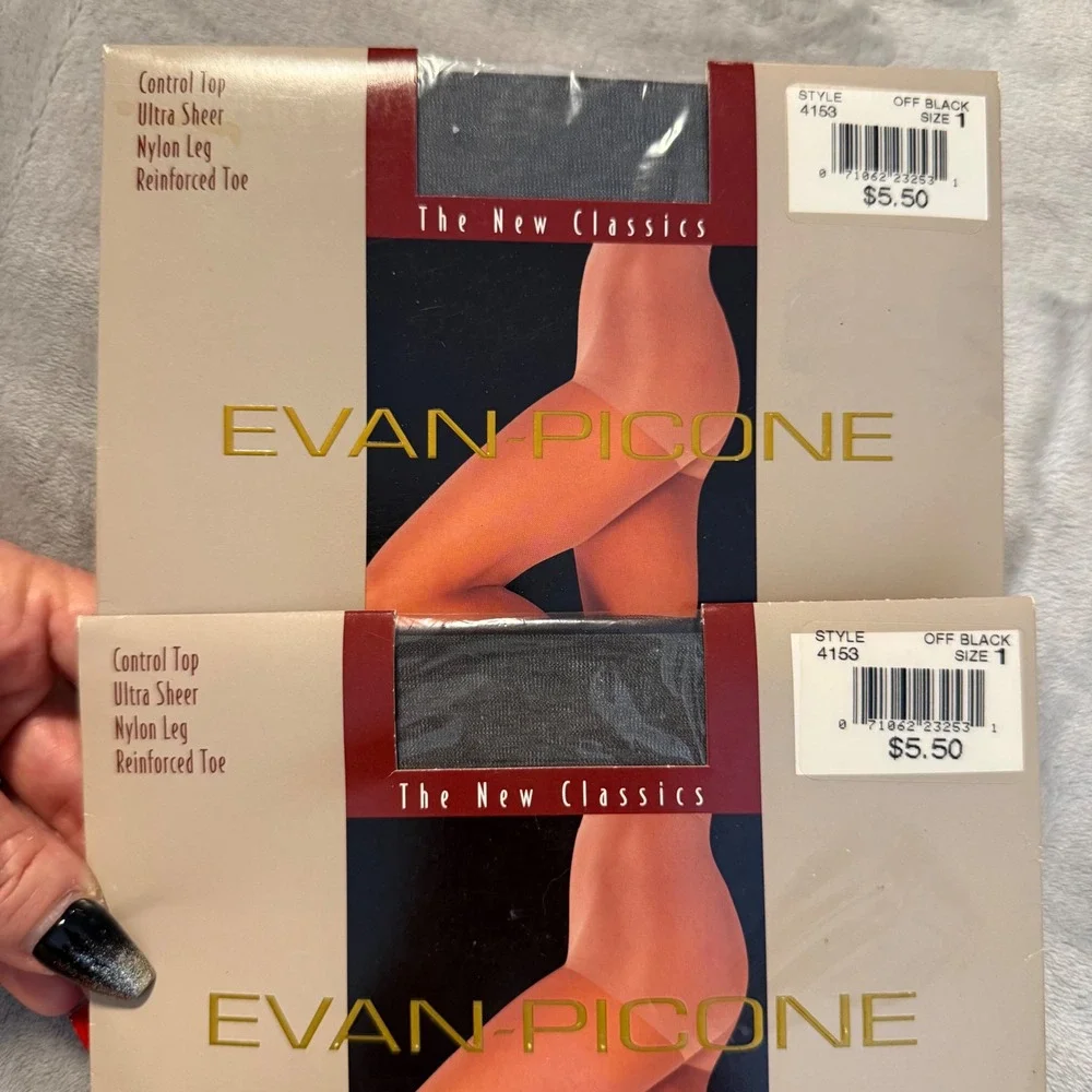 Evan‎ Picone Off Black Size 1 Ultra Sheer Control Top Lot of 2 NWT